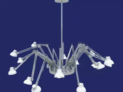 Steel and White Hanging Chandelier Desk Lamp 3D model