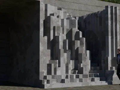 Futuristic stair for people to rest 3D model