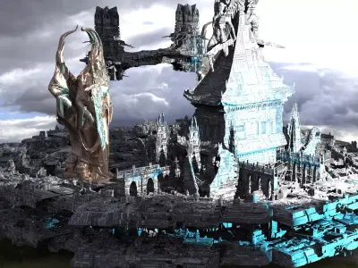 Sci-Fi City dystopia Rule city Statues 2  3D model