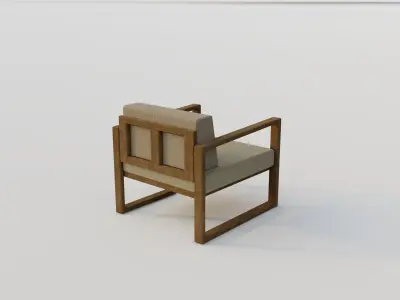 outdoor furniture - armchair and table Low-poly 3D model