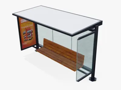 Bus stop Low-poly 3D model
