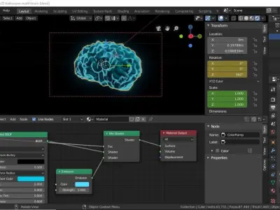 3D Brain - sci fi shader 3D model
