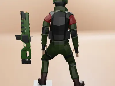 Military character Low-poly 3D model