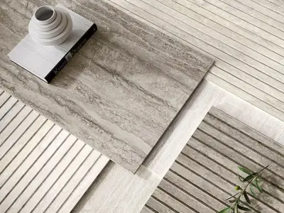 Beige Travertine Grooved   Smooth Tile 3D Model Set Texture