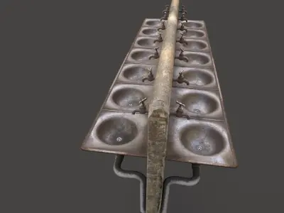 Abandoned Multiple Drinking water Taps and Sinks-Double-Sided- 3D model