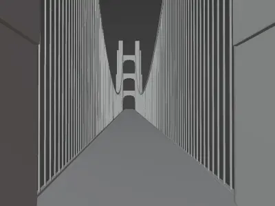 Bridge model golden gate Low-poly 3D model