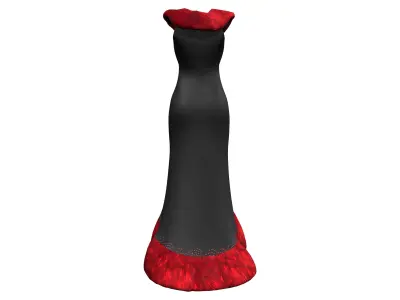 Gothic Gown with Fur Low-poly 3D model