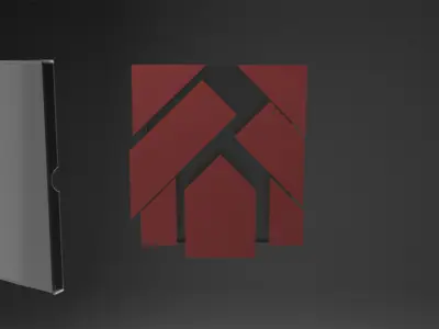 Tangram glass door with frame 3D model