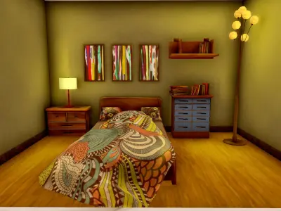 Flying Window Skybox Low-poly 3D model