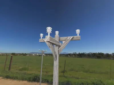 Wooden Electricity Pole without Ladder - Object 018 Low-poly 3D model