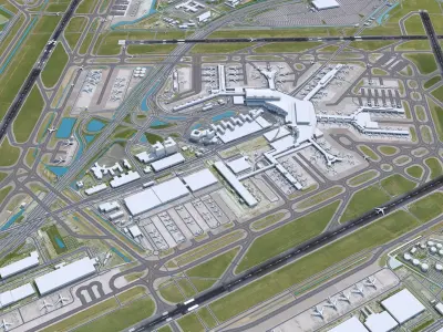 Amsterdam Airport 20km Low-poly 3D model