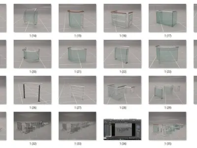 Glass Fence Railing 3D model