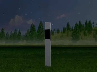 Delineator posts with white reflectors R Low-poly 3D model