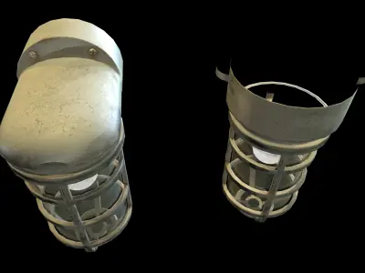 Industrial Cage Light Collection Game Ready PBR Textures Low-poly 3D model