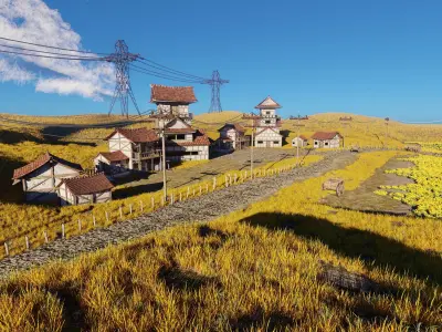 Farm Flower Field Scene 3D model