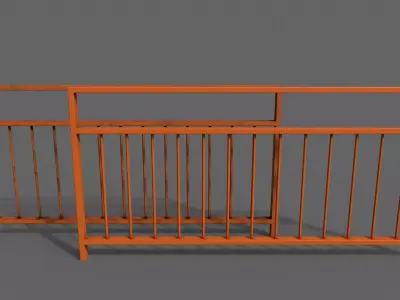 PBR Pedestrian Guard Rail Orange V3 Low-poly 3D model