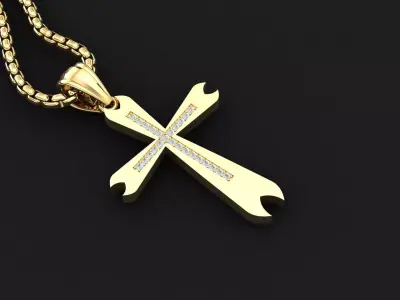 High Cross Pendant Light Gold 18K 3CP017 3D print model