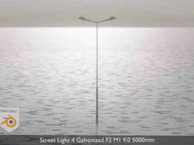 Street Light 4 Galvanized F2 M1 K0 5000mm Low-poly 3D model