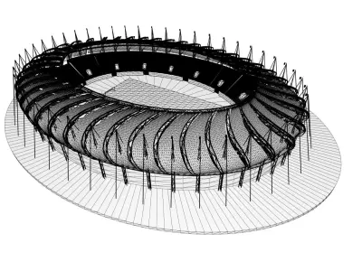 Port International Stadium -  Low-poly 3D model