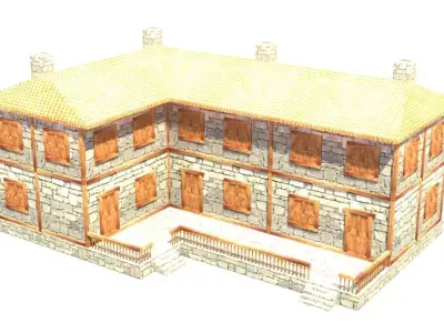 medieval house low poly village town residential house  77 Low-poly 3D model