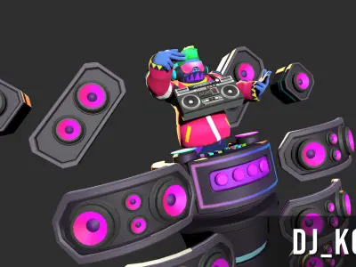 DJ Kong Low-poly 3D model