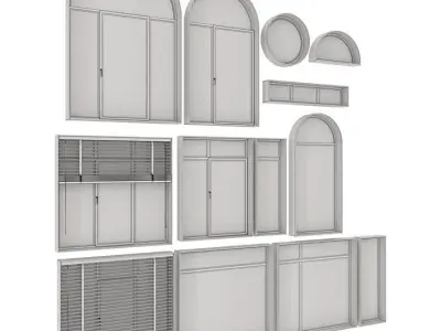 window set Low-poly 3D model