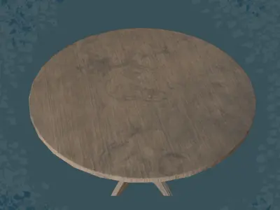 Furniture round wooden table Low-poly 3D model