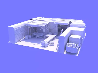 Market Place Low-poly 3D model