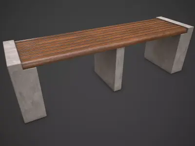 Street Bench 04 Low-poly PBR Low-poly 3D model