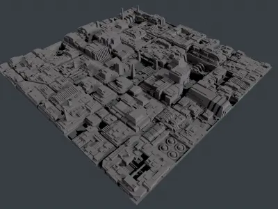 25 Modular Sci-Fi City Block Set Low-poly 3D model