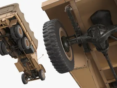  Retro Utility Army Vehicle with Canvas Cover Sand Rigged for Maya 