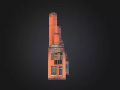 Industrial Factory Building Low-poly 3D model