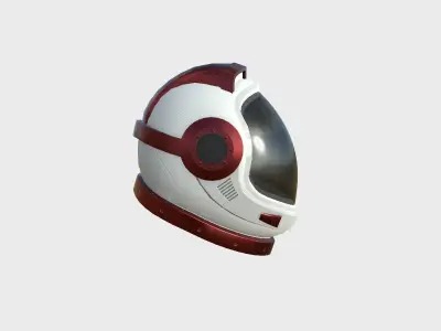 Astronaut Helmet B02 White Red - Character Design Fashion Low-poly 3D model