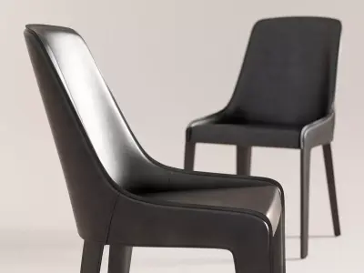 Lamina two leather dining chairs side 3D model
