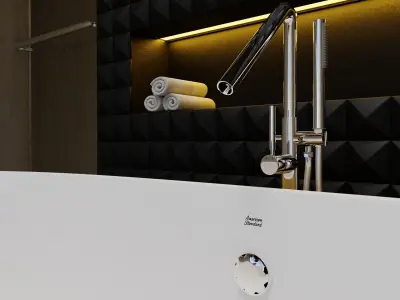 American Standard ZeniStone Floor-standing Bathtub and Faucet 3D model