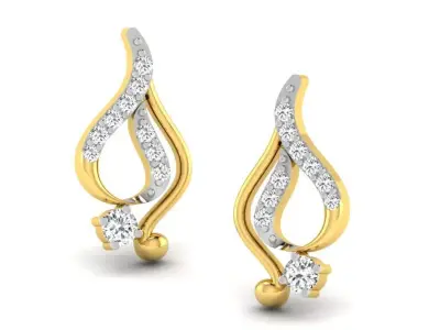 Gold Diamond Women Earring 3D print Model 3D print model 109