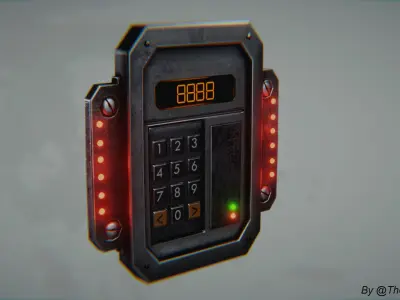 Sci-fi Security Keypad Low-poly 3D model