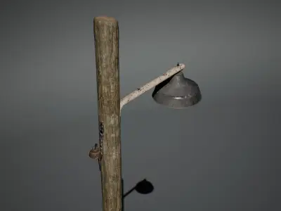 Wood Street Light Pole - Low-Poly 3D model Low-poly 3D model