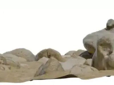 Photorealistic Sandy Rock Patch Low-poly 3D model