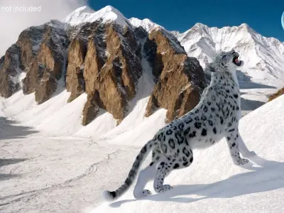  Snow Leopard Rigged with Fur 