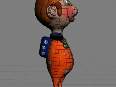 Astronaut cartoon rigged Low-poly 3D model