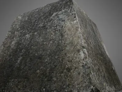 Barricade concrete block with stripes Low-poly 3D model