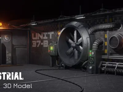 Isometric Industrial-scifi hall 3D model