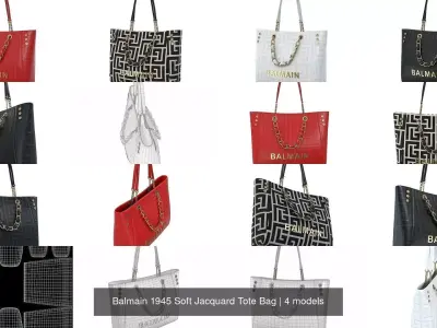 Balmain 1945 Soft Jacquard Tote Bag 3D Model Pack