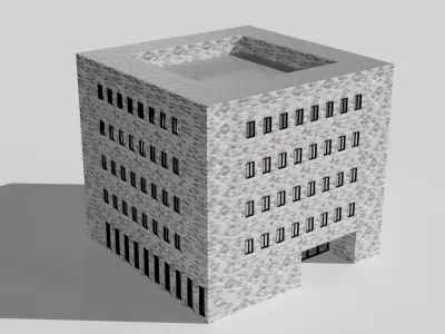 Low polygon building model Low-poly 3D model