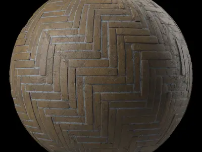 Pavement Materials 45- HerringBone Paving Sbsar Pbr Seamless Texture