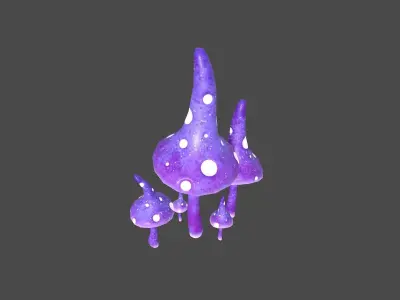 Fantasy Mushroom G06 Purple - Scene Backdrop Design Low-poly 3D model