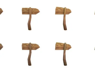 Guidepost Pack 40-49 Low-poly 3D model