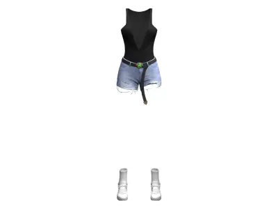 Denim Shorts Outfit Low-poly 3D model