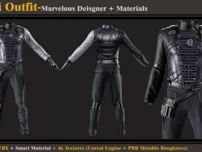 Sci-Fi Outfit-MD-Clo3d-Smart Material-Textures-OBJ-FBX  3D model